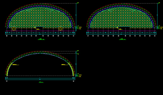 喀什跨度110米，拱高35_7米煤棚网架
